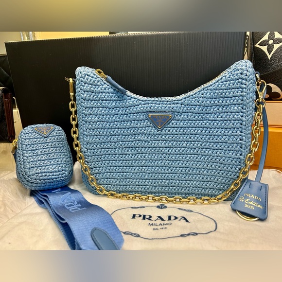 Prada Handbags - 🔥PRADA•Blue Raffia Re-Edition Since 2005 2-Way Bag